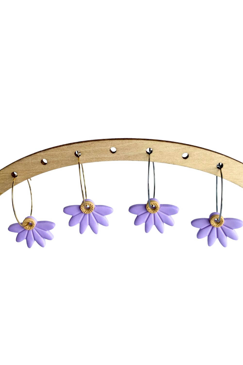 Half Daisy Hoops - Spring Lilac