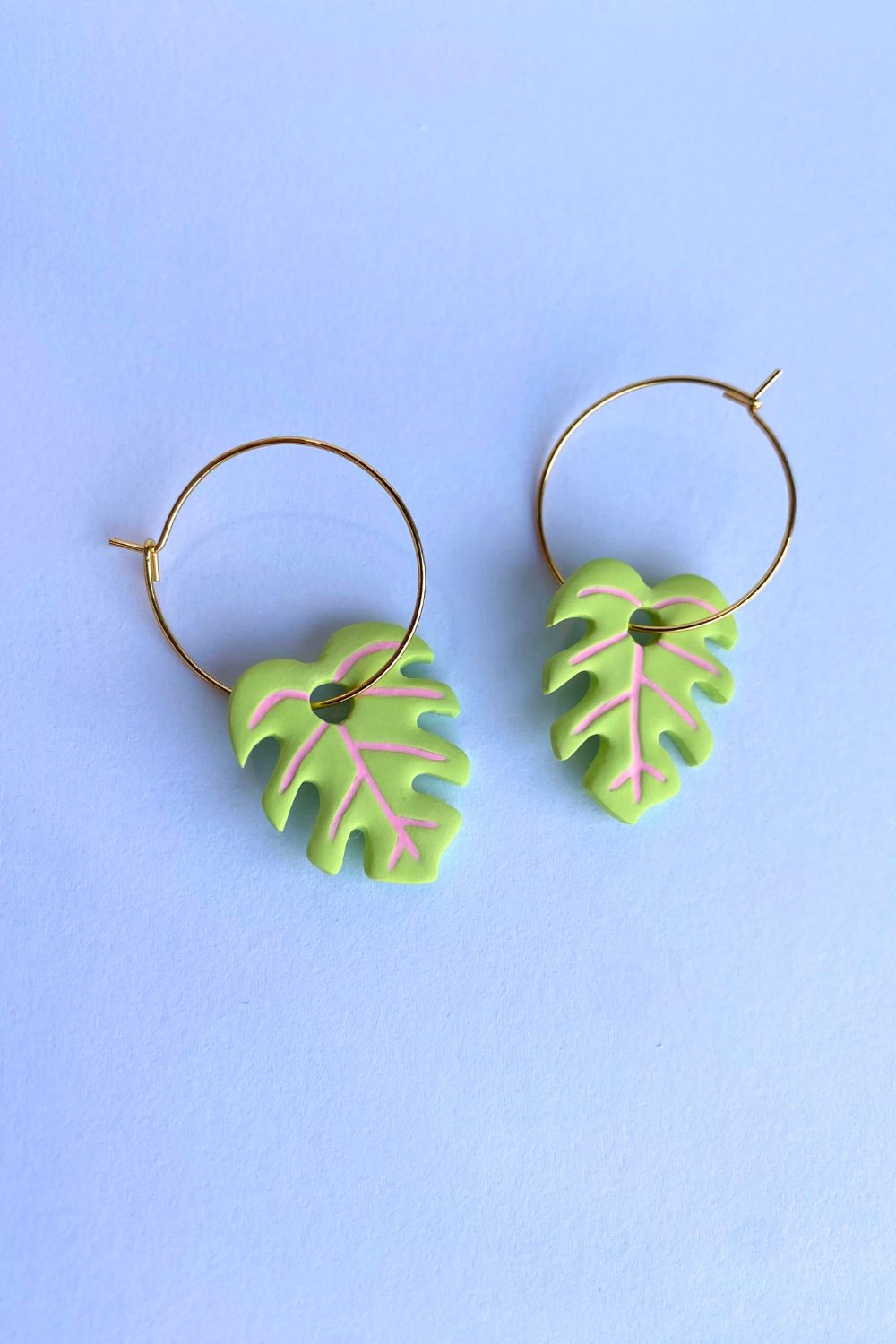 Monstera Leaf (Medium) - Pistachio + Spring Pink