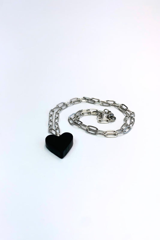 Black Heart Charm Necklace