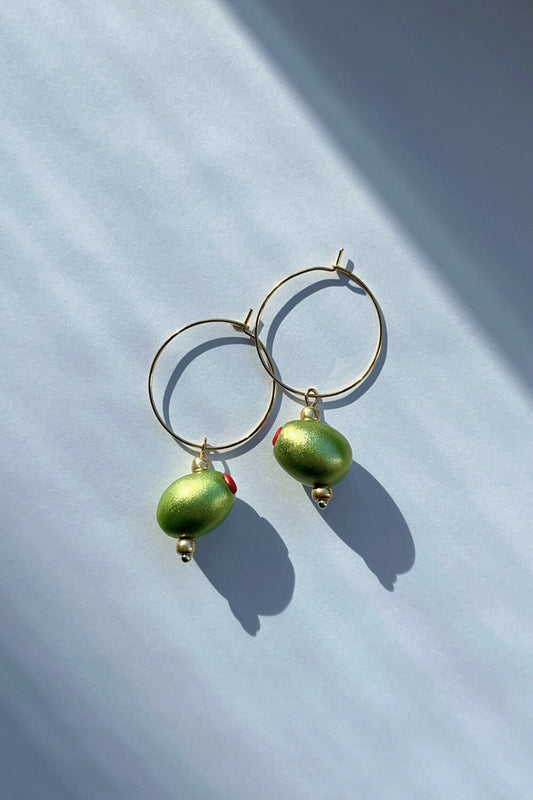 "Olive You" Charm Hoops