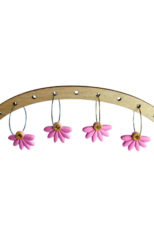 Half Daisy Hoops - Spring Pink